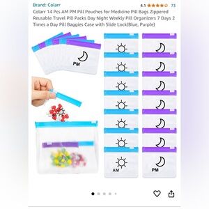 Colarr 14 Pcs AM PM Pill Pouches for Medicine Pill Bags